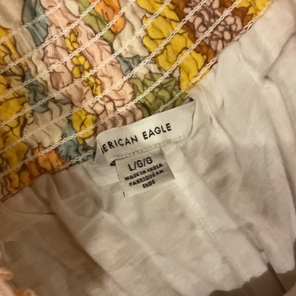 American Eagle High-Waist Wide Leg Floral Pants - Yellow cotton linen large - Picture 12 of 14